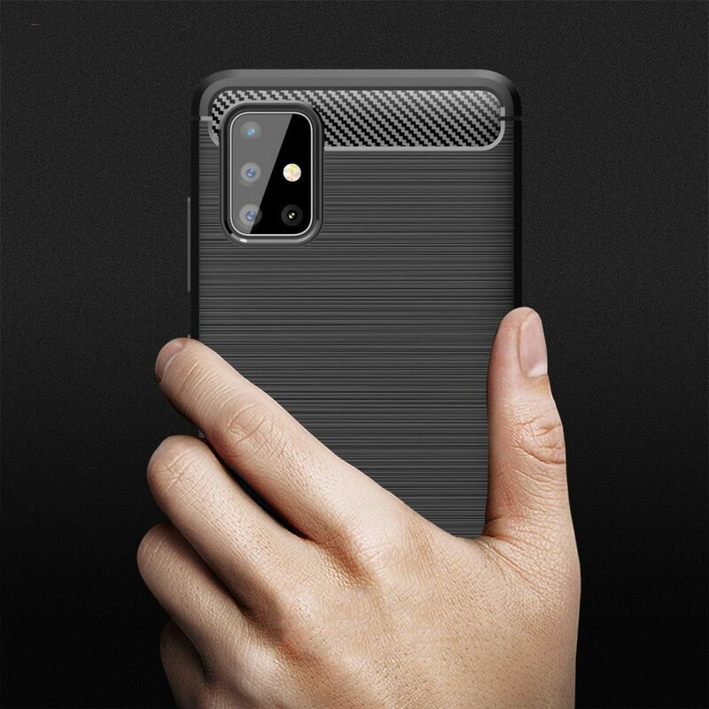 Husa Huawei P40 Lite E Techsuit Carbon Silicone, negru