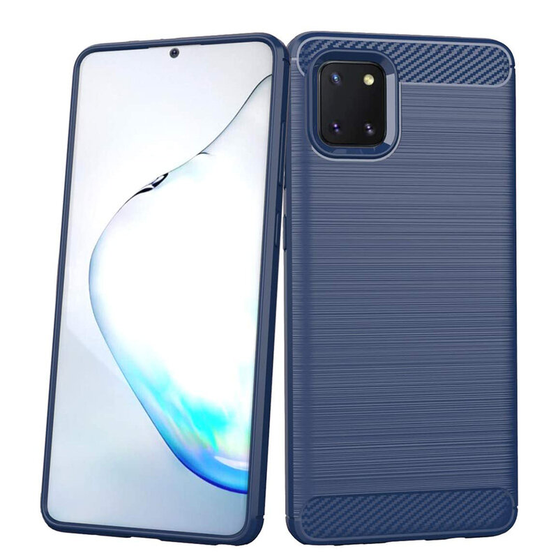 Husa Samsung Galaxy Note 10 Lite Techsuit Carbon Silicone, albastru