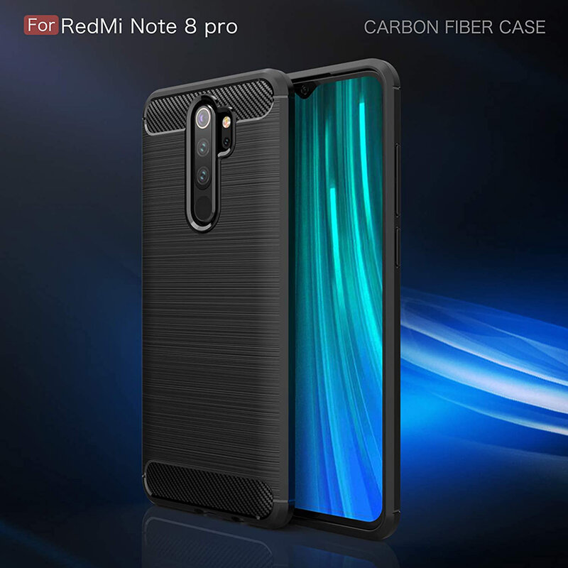 Husa Xiaomi Redmi Note 8 Pro Techsuit Carbon Silicone, negru, albastru