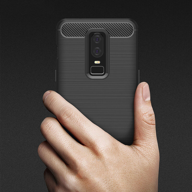 Husa OnePlus 6 Techsuit Carbon Silicone, rosu