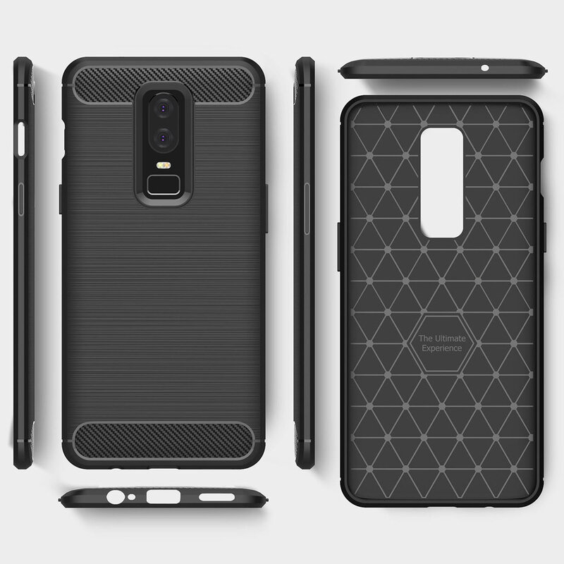Husa OnePlus 6 Techsuit Carbon Silicone, rosu