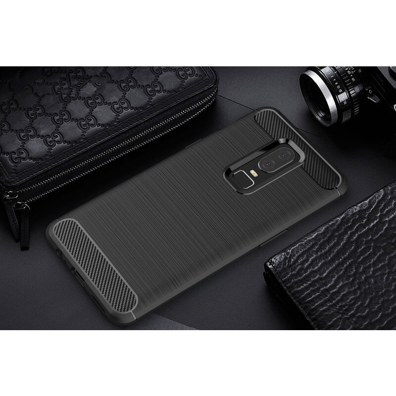 Husa OnePlus 6 Techsuit Carbon Silicone, rosu