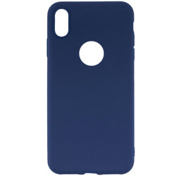 Husa iPhone XS Soft TPU Cu Decupaj Pentru Sigla - Albastru