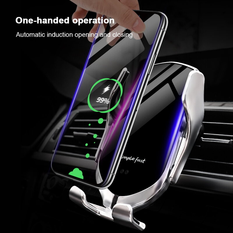 Suport Auto Incarcare Wireless Simple Fast R2 Pentru Grila De Ventilatie 10W/ 2A/ 5V – Auriu