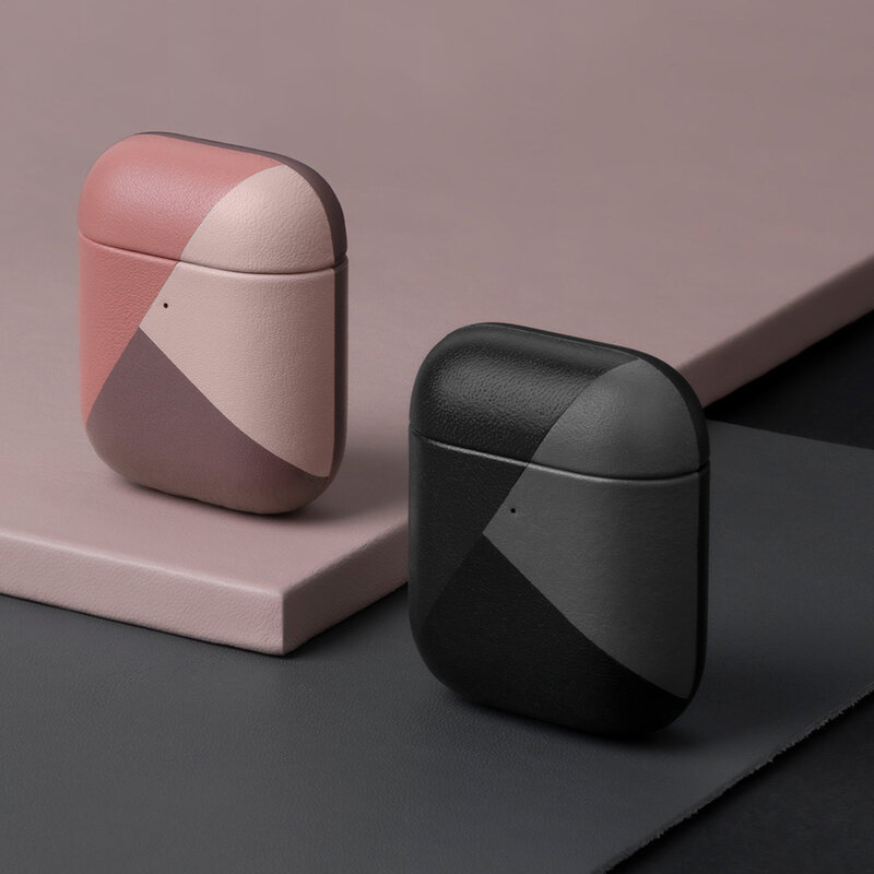 Husa Apple Airpods Native Union Marquetry Leather Case Piele Naturala Italiana Premium Fabricata Manual - Black