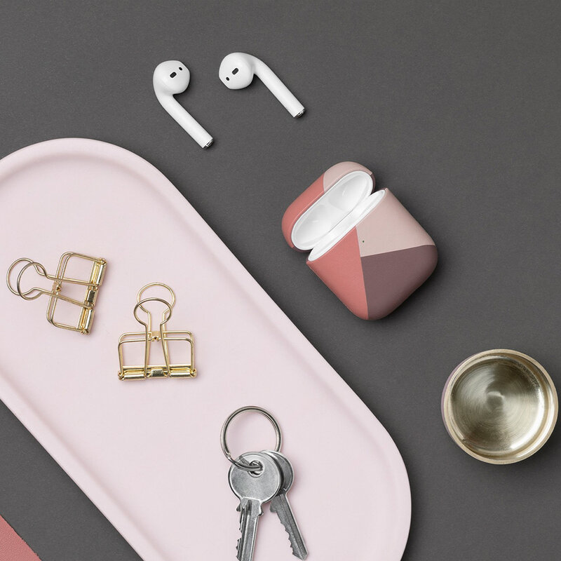 Husa Apple Airpods Native Union Marquetry Leather Case Piele Naturala Italiana Premium Fabricata Manual - Black