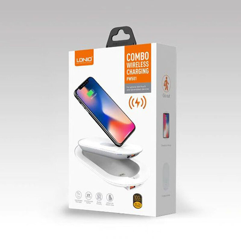 Baterie Externa Wireless Ldnio PW501 Combo 1xUSB With Induction Charging + Cablu Micro-USB 5000mAh - White