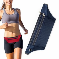 Husa Alergare Tripple Zip Belt Bag Ultimate Running With Headphone Outlet Tip Curea Borseta Universala - Blue