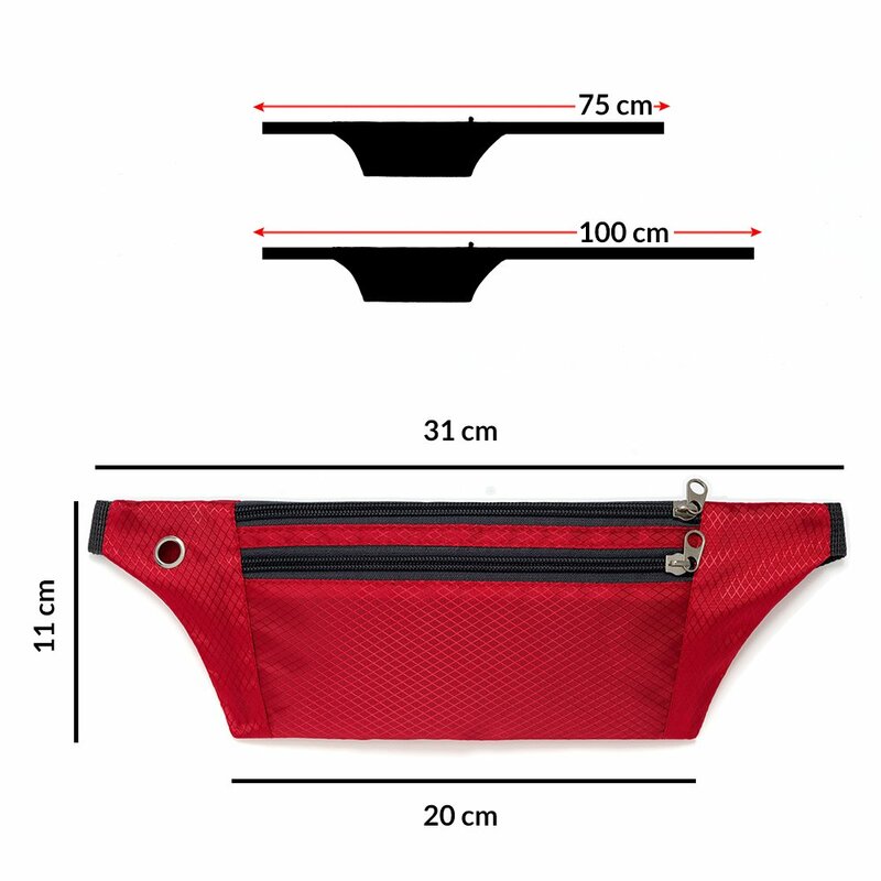Husa Alergare Tripple Zip Belt Bag Ultimate Running With Headphone Outlet Tip Curea Borseta Universala - Red
