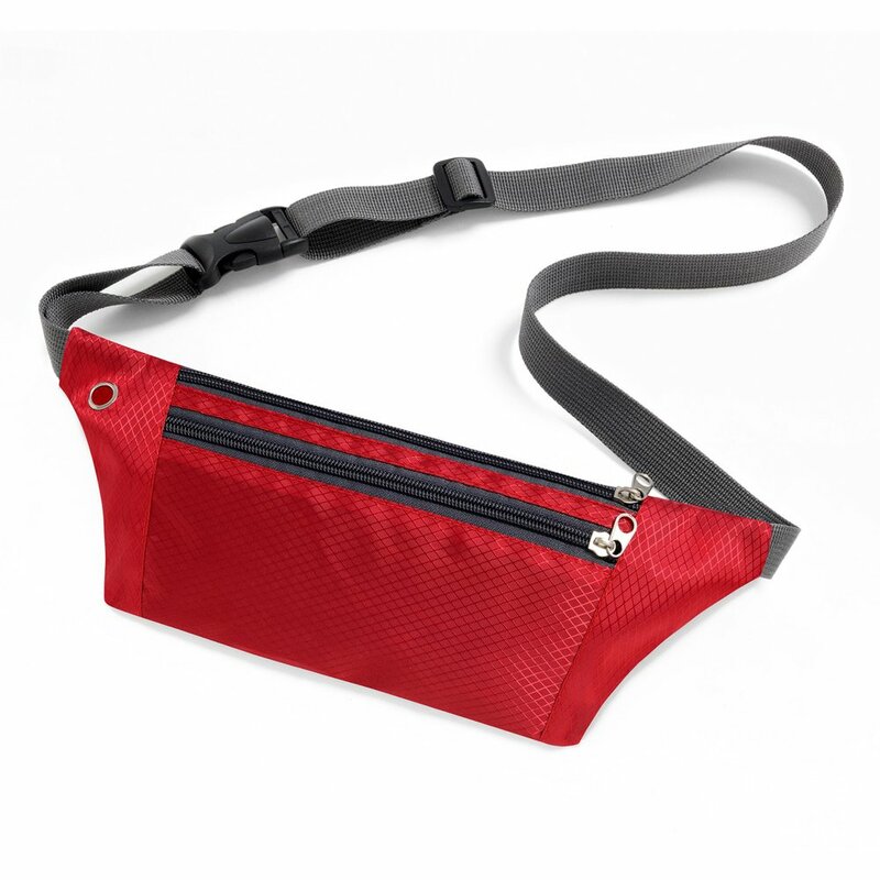 Husa Alergare Tripple Zip Belt Bag Ultimate Running With Headphone Outlet Tip Curea Borseta Universala - Red