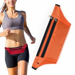 Husa Alergare Tripple Zip Belt Bag Ultimate Running With Headphone Outlet Tip Curea Borseta Universala - Orange