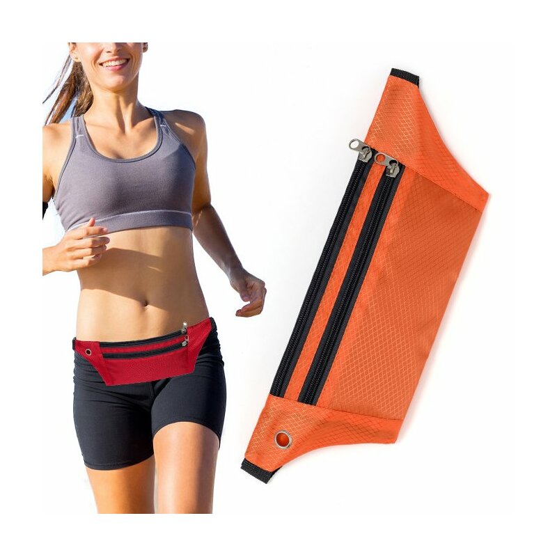 Husa Alergare Tripple Zip Belt Bag Ultimate Running With Headphone Outlet Tip Curea Borseta Universala - Orange