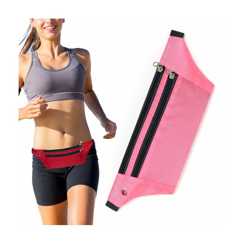 Husa Alergare Tripple Zip Belt Bag Ultimate Running With Headphone Outlet Tip Curea Borseta Universala - Pink