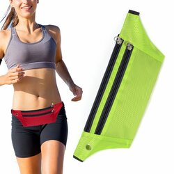 Husa Alergare Tripple Zip Belt Bag Ultimate Running With Headphone Outlet Tip Curea Borseta Universala - Green