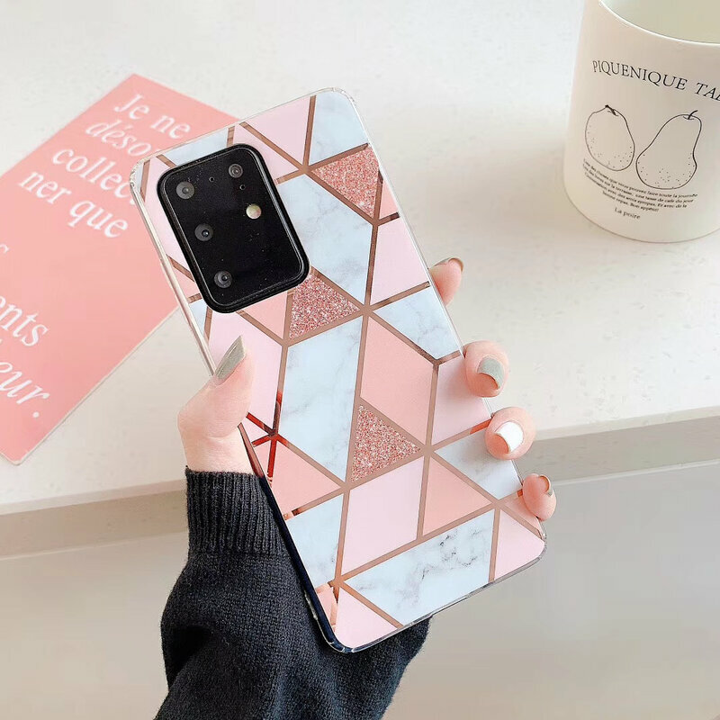 Husa iPhone XS Max Mobster Laser Marble Shockproof TPU - Pink