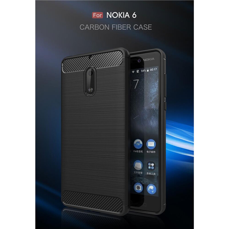Husa Nokia 6 Techsuit Carbon Silicone, negru