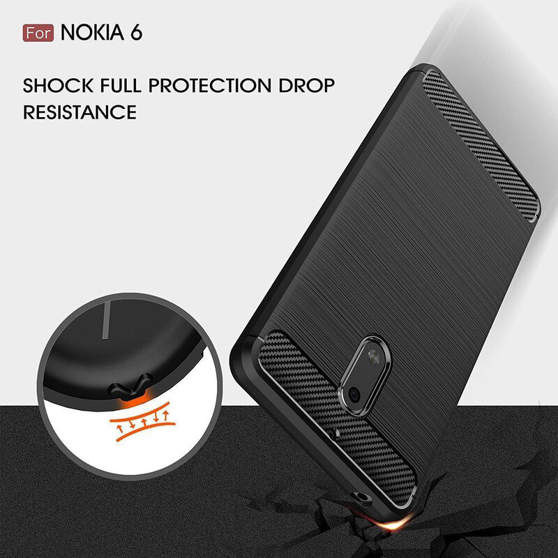 Husa Nokia 6 Techsuit Carbon Silicone, negru