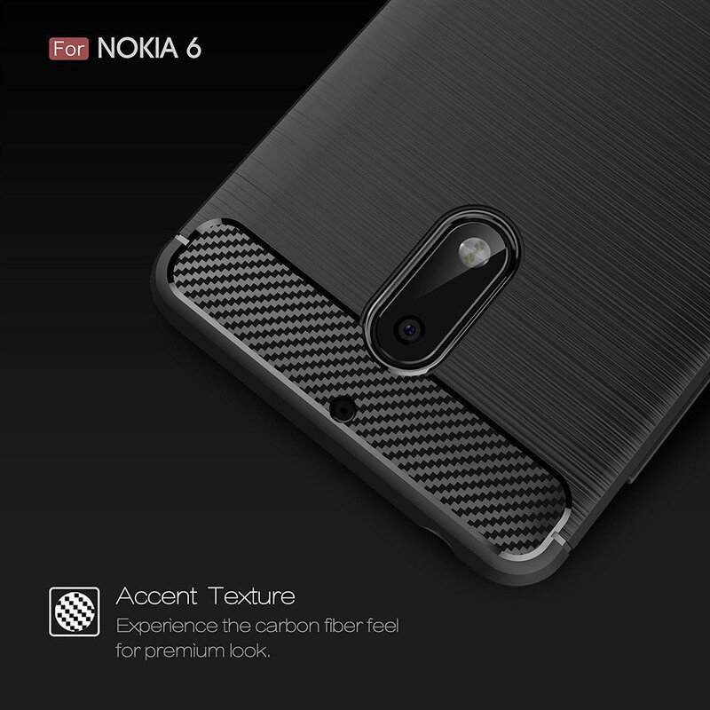 Husa Nokia 6 Techsuit Carbon Silicone, negru