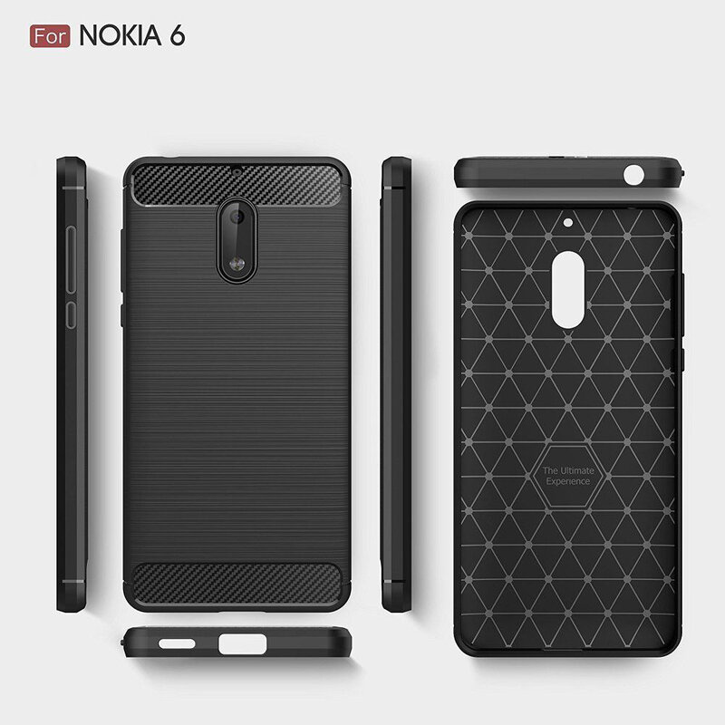 Husa Nokia 6 Techsuit Carbon Silicone, negru