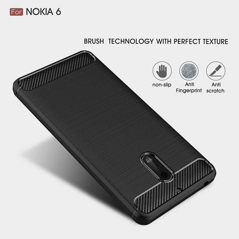 Husa Nokia 6 Techsuit Carbon Silicone, negru