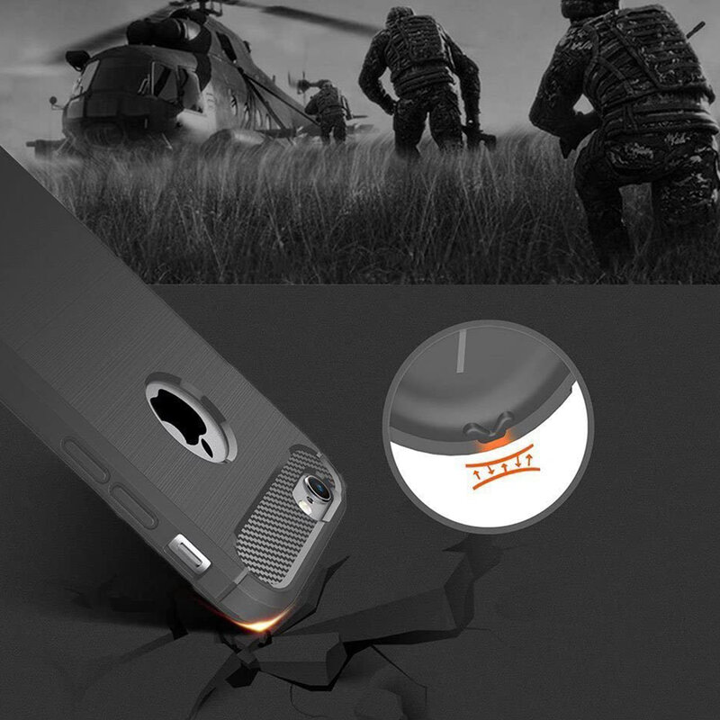 Husa iPhone 6, 6S Techsuit Carbon Silicone cu decupaj sigla, negru