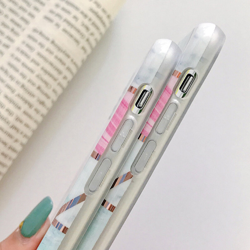 Husa iPhone 8 Mobster Laser Marble Shockproof TPU - Pink