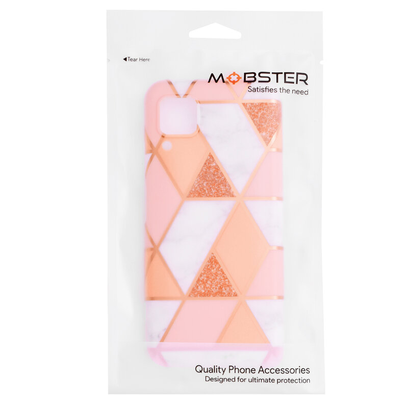 Husa iPhone 11 Pro Mobster Laser Marble Shockproof TPU - Pink