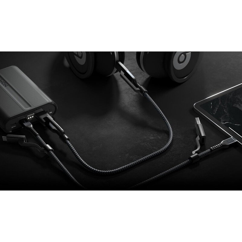 Cablu De Date Nomad Kevlar 4 in 1 With 2x Type-C / Micro-USB / USB-A Universal Type-C PD 1.5m - Black