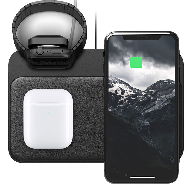 Incarcator Wireless Nomad Base Station 5 in 1 Apple Watch Stand USB-C/USB-A/Iphone/Apple Watch/AirPods - Black