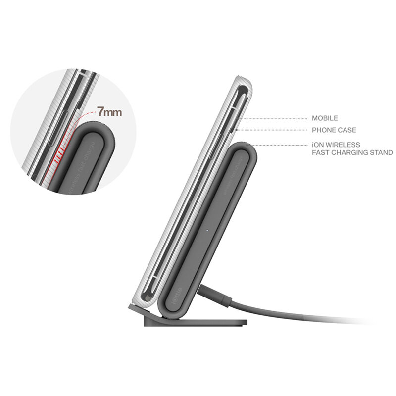 Incarcator Wireless iOttie iON Wireless Stand Fast Charging Qi Pad 10W Android / 7.5W iPhone - Ash / Grey