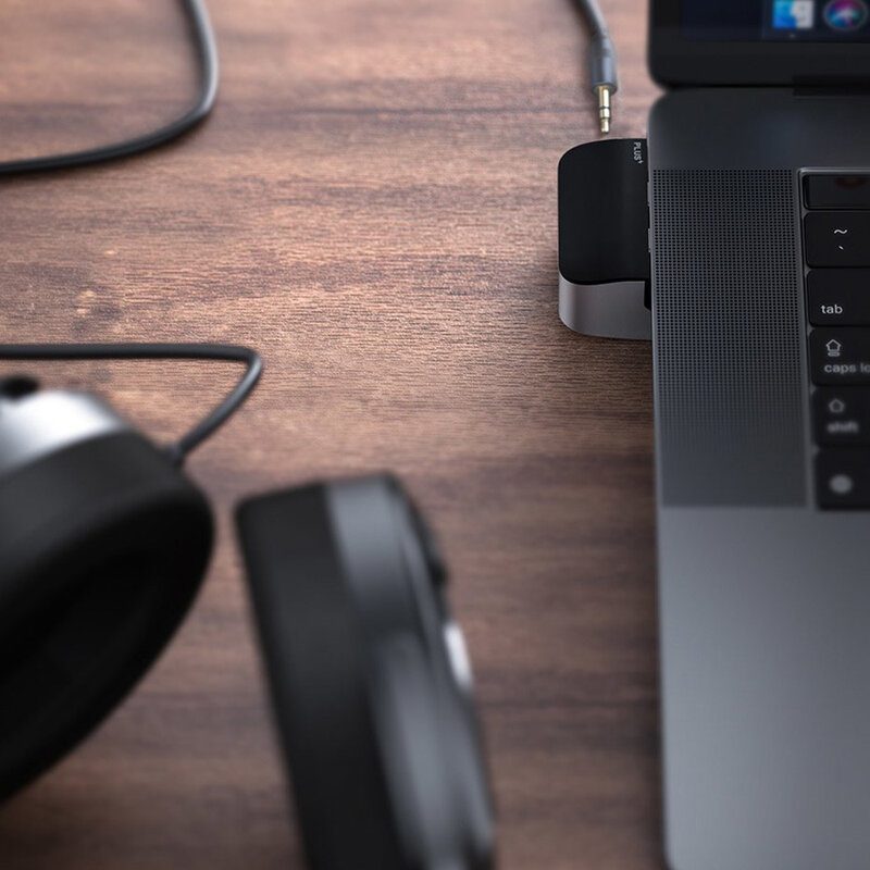 Hub Baseus Laptop Stand Adapter Type-C To USB 3.0/RJ45/Jack/HDMI/Type-C - MacBook Pro - CAHUB-AJ0G - Gray