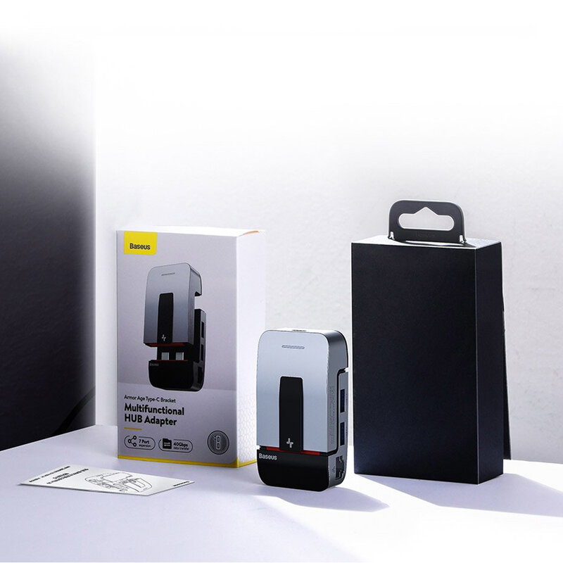 Hub Baseus Laptop Stand Adapter Type-C To USB 3.0/RJ45/Jack/HDMI/Type-C - MacBook Pro - CAHUB-AJ0G - Gray