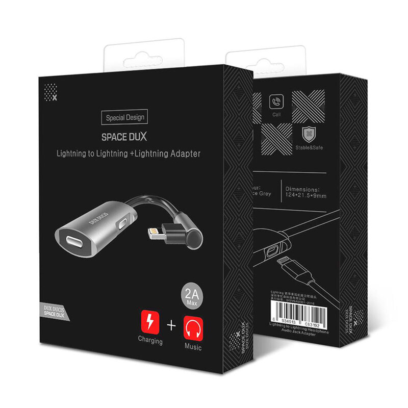 Adaptor Lightning Iphone 2in1 Casti Si Incarcator , Dux Ducis K3 - Negru