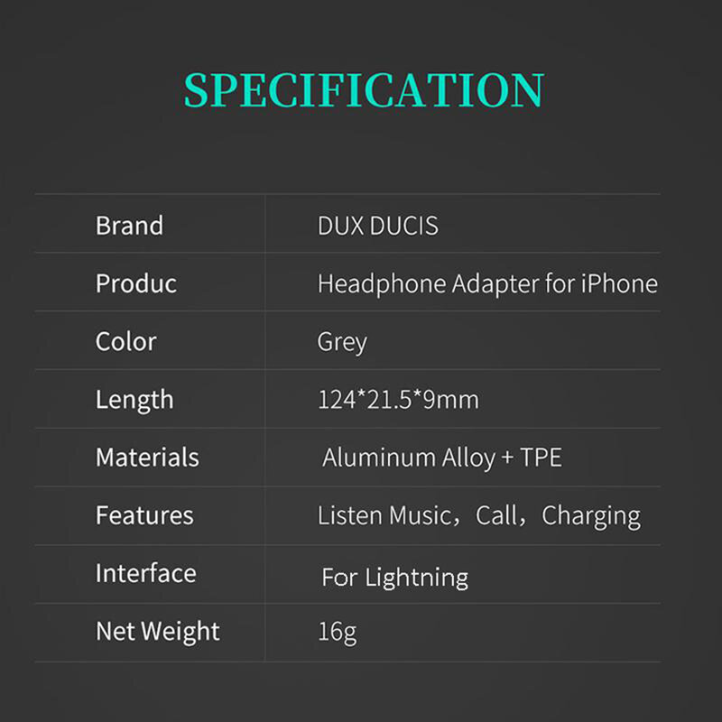 Adaptor Lightning Iphone 2in1 Casti Si Incarcator , Dux Ducis K3 - Negru