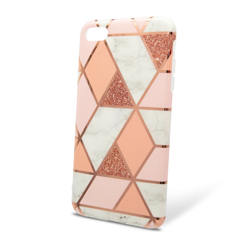 Husa iPhone 6 / 6S Mobster Laser Marble Shockproof TPU - Pink