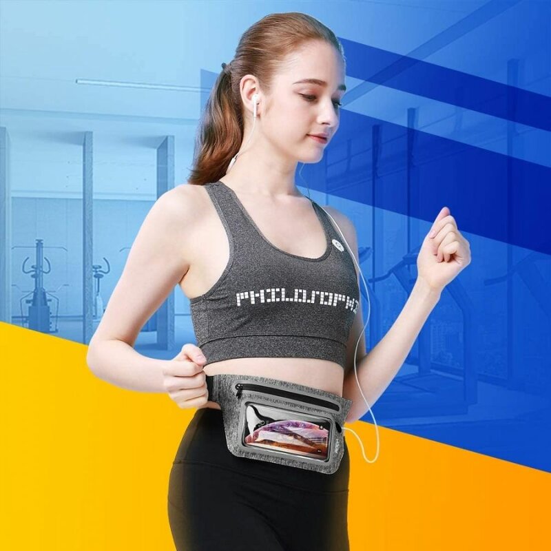 Borseta Alergare Rock Slim Sports Waist Bag Transparenta Pentru Telefon Si Accesorii Decupaj Pentru Casti - Black