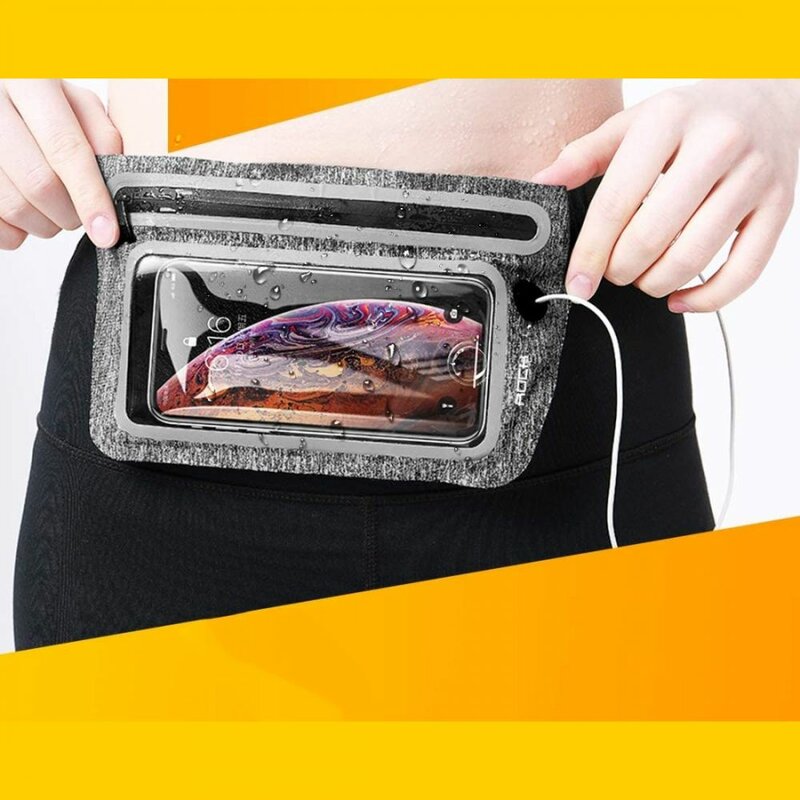 Borseta Alergare Rock Slim Sports Waist Bag Transparenta Pentru Telefon Si Accesorii Decupaj Pentru Casti - Black