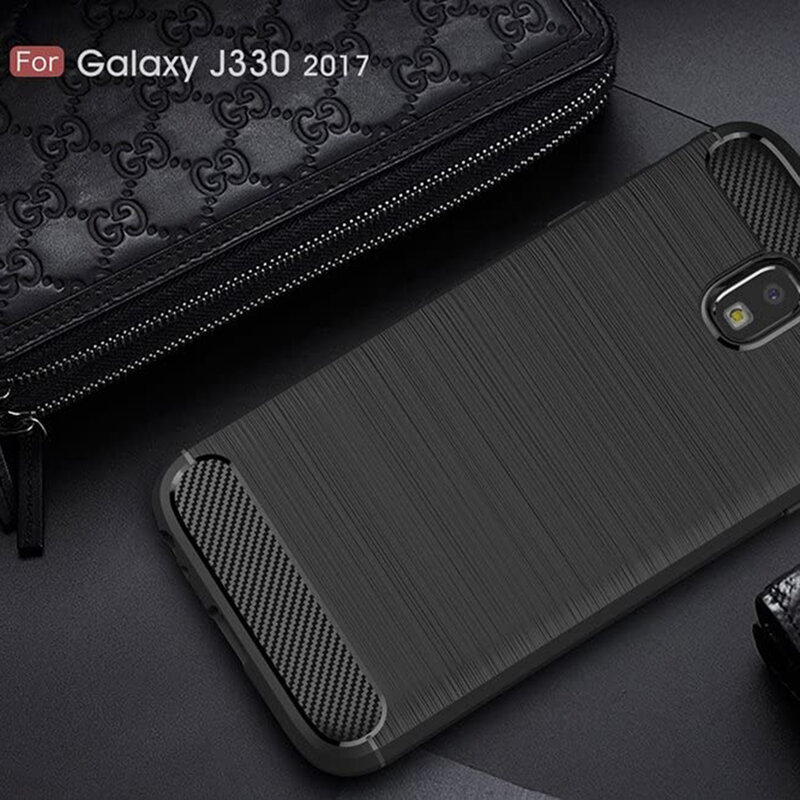 Husa Samsung Galaxy J3 2017 J330, Galaxy J3 Pro 2017 Techsuit Carbon Silicone, negru