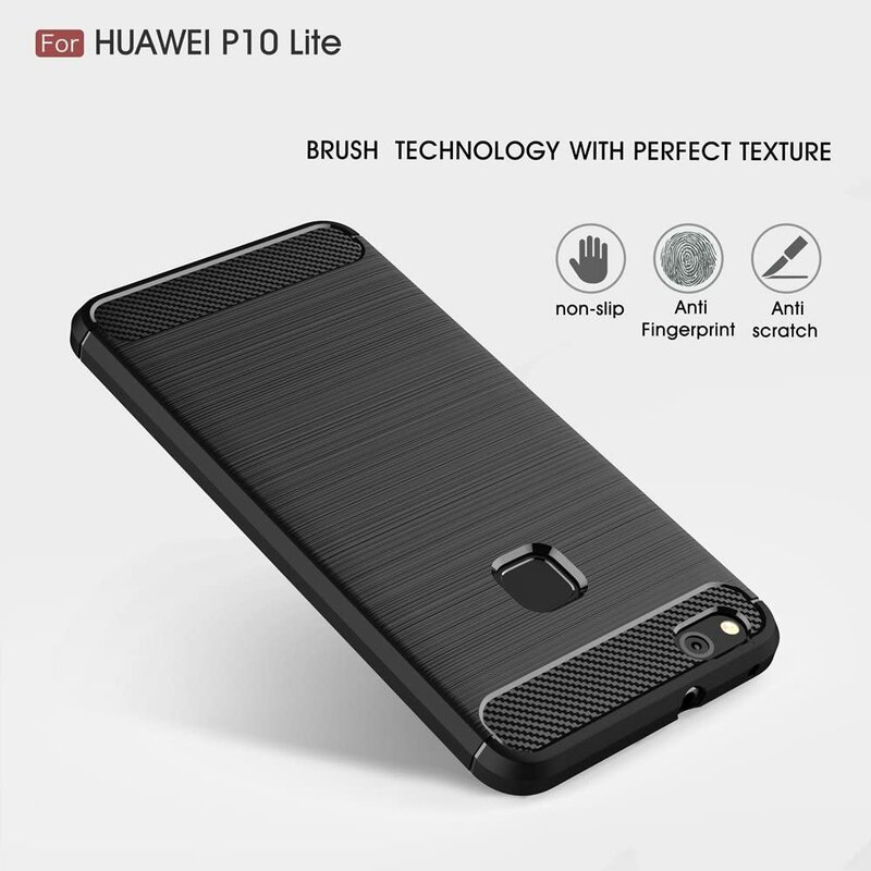Husa Huawei P10 Lite Techsuit Carbon Silicone, negru