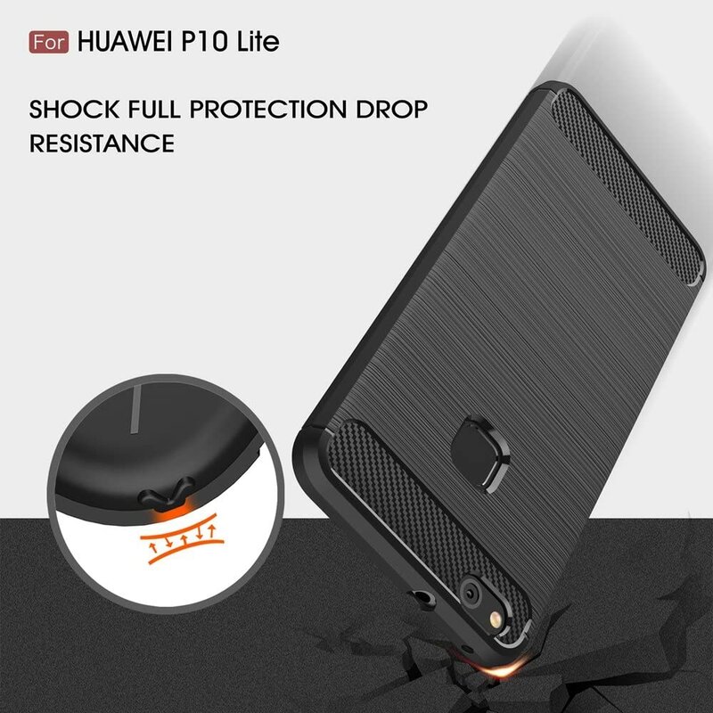 Husa Huawei P10 Lite Techsuit Carbon Silicone, negru