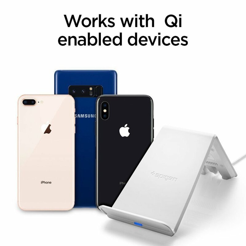 Incarcator Wireless Spigen F303W Cu Incarcare Rapida Qi, 10W - Alb