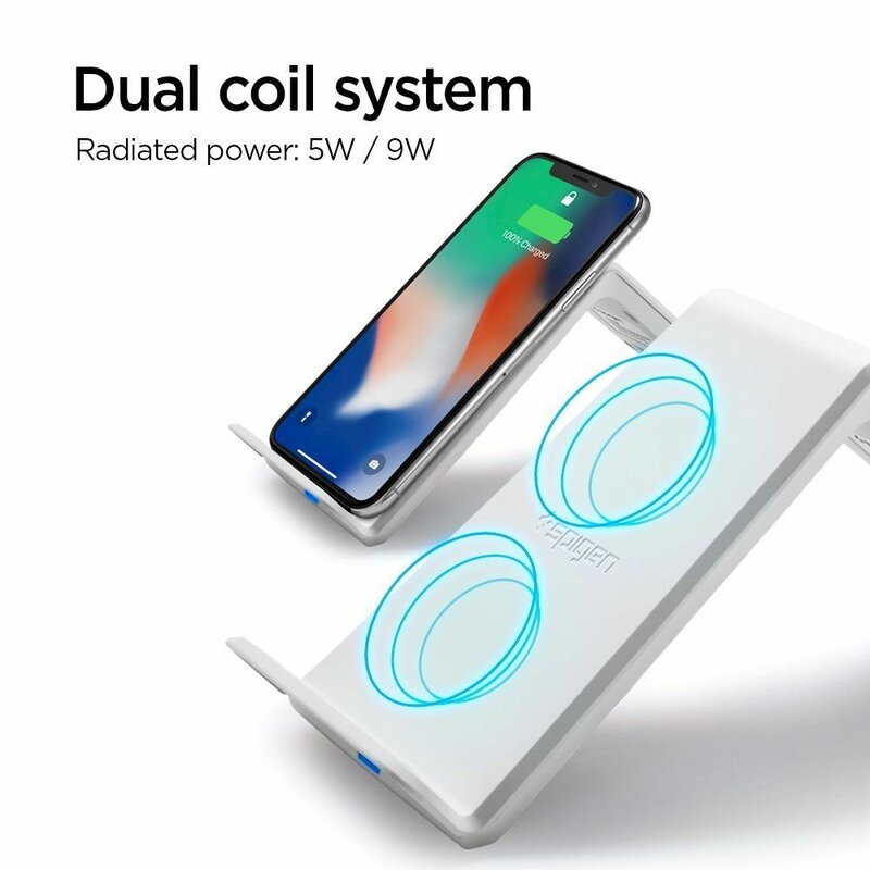 Incarcator Wireless Spigen F303W Cu Incarcare Rapida Qi, 10W - Alb