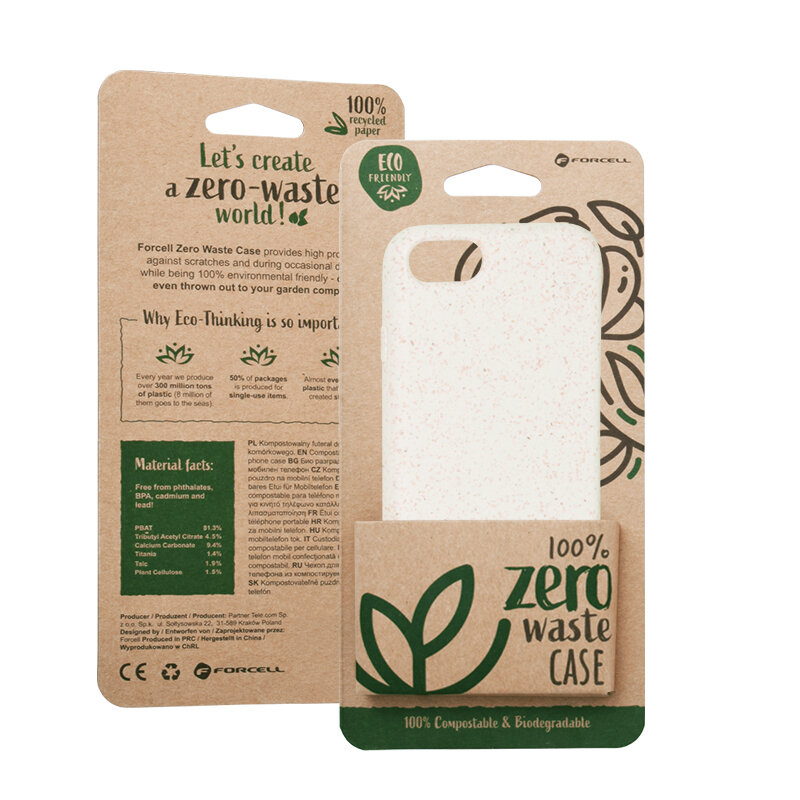 Husa iPhone SE 2, SE 2020 Forcell Bio Zero Waste Eco Friendly - Alb
