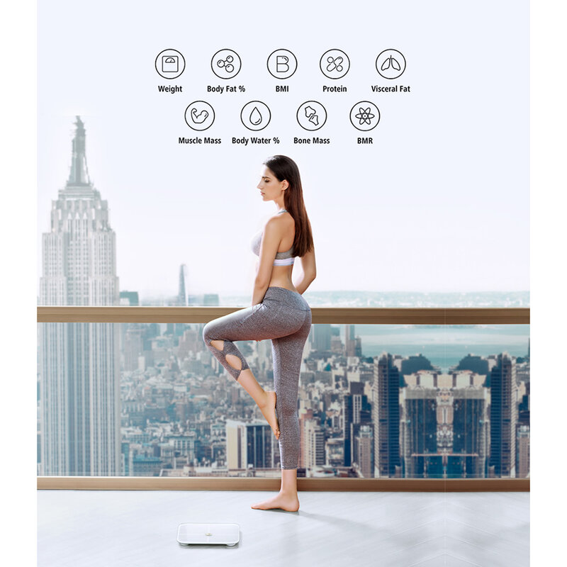 Cantar Digital Huawei AH100 Body Fat Scale Smart Cu Analizator Corporal Bluetooth V4.1 Cu Display LED - Alb