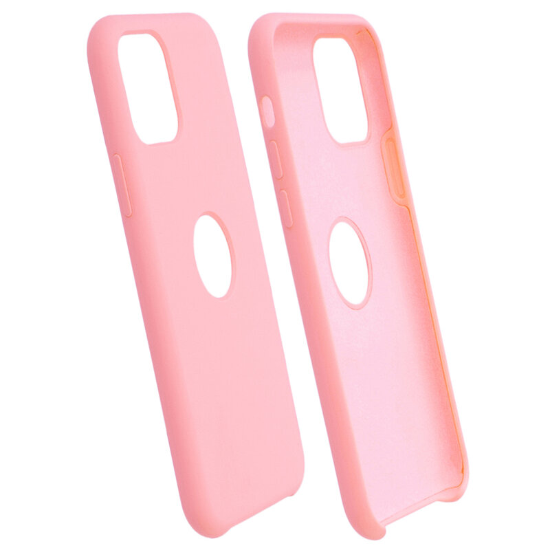 Husa iPhone 11 Pro Silicon Soft Touch Cu Decupaj Sigla - Roz