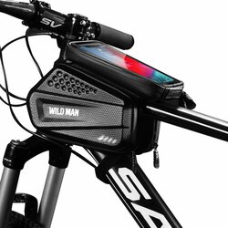 Geanta dubla cadru bicicleta cu borseta telefon WildMan ES6, 1l, negru