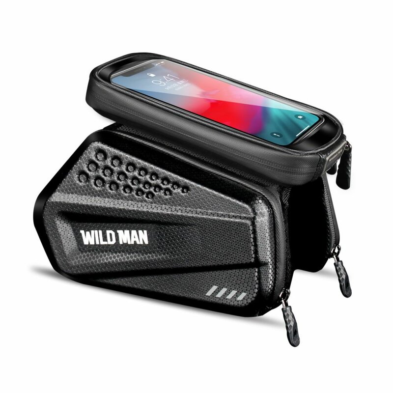 Geanta dubla cadru bicicleta cu borseta telefon WildMan ES6, 1l, negru