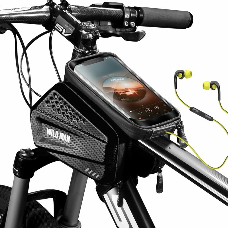 Geanta dubla cadru bicicleta cu borseta telefon WildMan ES6, 1l, negru