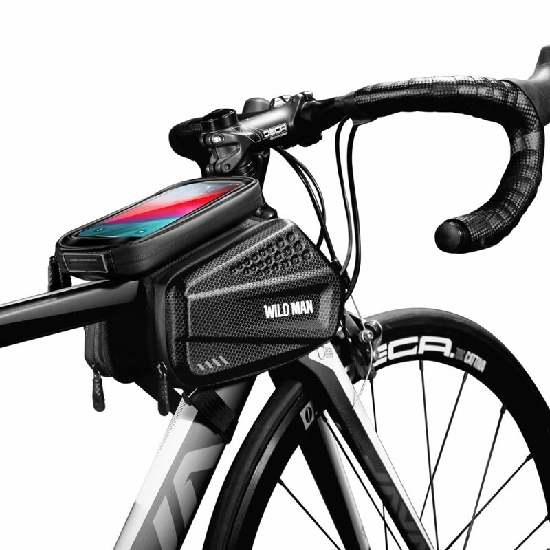Geanta dubla cadru bicicleta cu borseta telefon WildMan ES6, 1l, negru