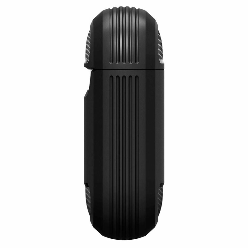 Husa Apple AirPods cu holder metalic Spigen Rugged Armor, negru